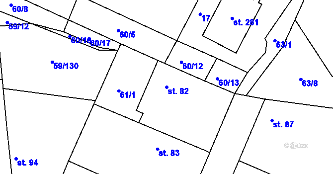Parcela st. 82 v KÚ Třebovle, Katastrální mapa