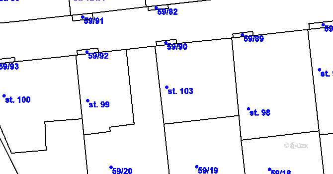 Parcela st. 103 v KÚ Třebovle, Katastrální mapa