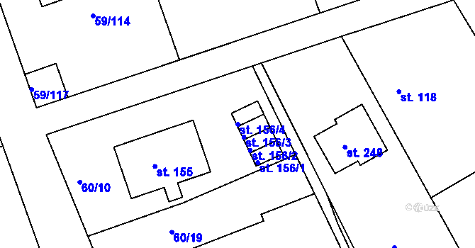 Parcela st. 156/4 v KÚ Třebovle, Katastrální mapa