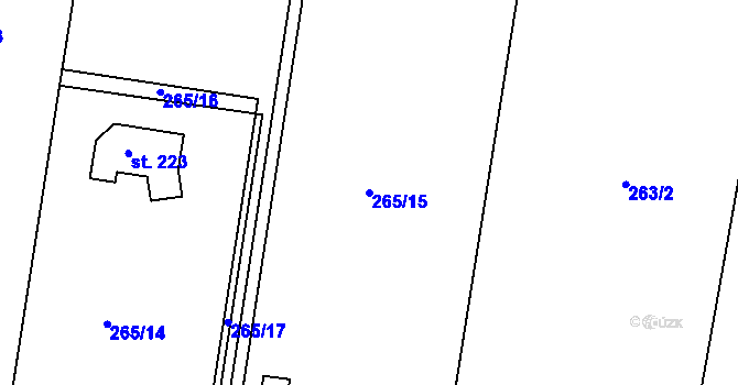 Parcela st. 265/15 v KÚ Třebovle, Katastrální mapa