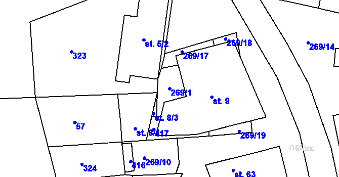 Parcela st. 269/1 v KÚ Třebovle, Katastrální mapa
