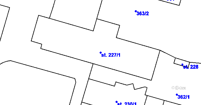Parcela st. 227/1 v KÚ Třebovle, Katastrální mapa