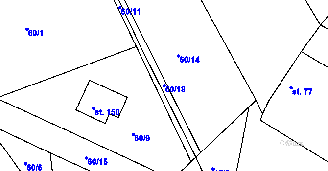 Parcela st. 60/18 v KÚ Třebovle, Katastrální mapa