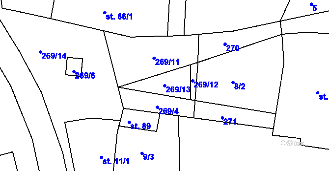 Parcela st. 269/13 v KÚ Třebovle, Katastrální mapa