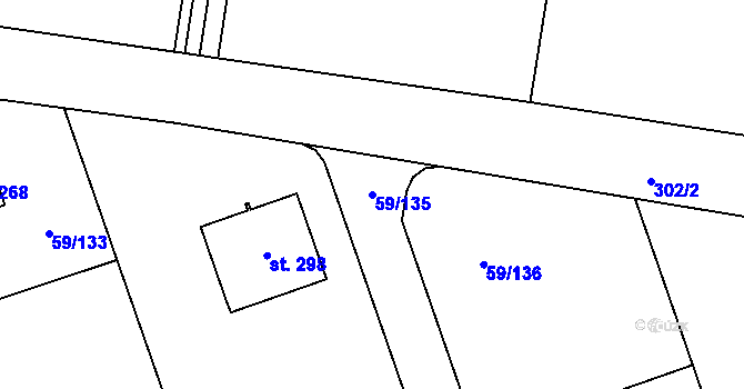 Parcela st. 59/135 v KÚ Třebovle, Katastrální mapa
