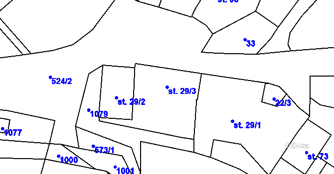 Parcela st. 29/3 v KÚ Třebsko, Katastrální mapa
