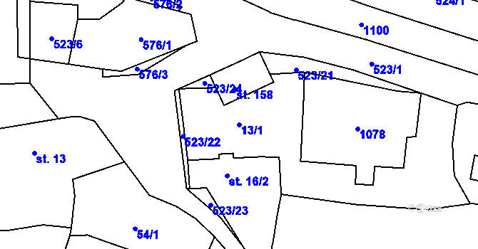Parcela st. 13/1 v KÚ Třebsko, Katastrální mapa