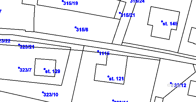 Parcela st. 1115 v KÚ Třebsko, Katastrální mapa