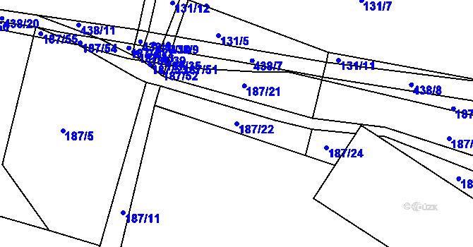 Parcela st. 187/22 v KÚ Třebusice, Katastrální mapa