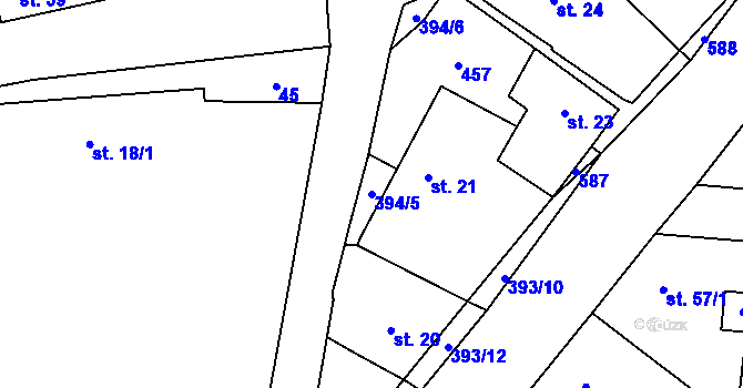 Parcela st. 394/5 v KÚ Třebusice, Katastrální mapa