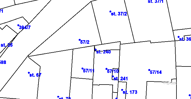 Parcela st. 240 v KÚ Třebusice, Katastrální mapa