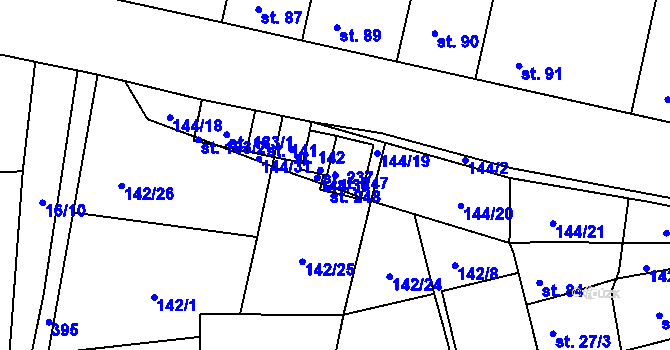 Parcela st. 247 v KÚ Třebusice, Katastrální mapa