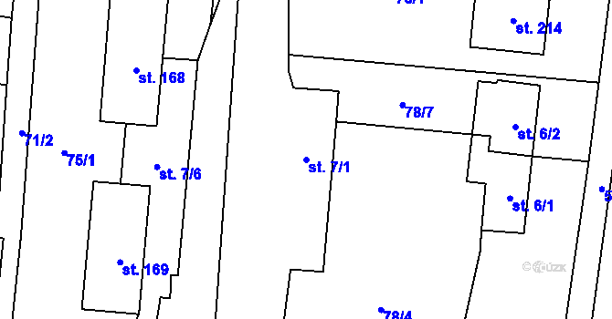 Parcela st. 7/1 v KÚ Třebusice, Katastrální mapa