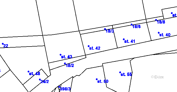 Parcela st. 42 v KÚ Třebusice, Katastrální mapa