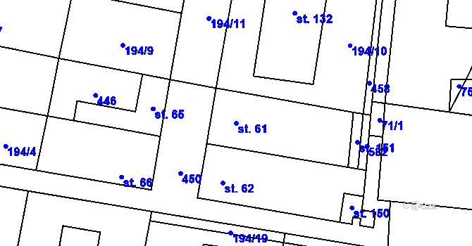 Parcela st. 61 v KÚ Třebusice, Katastrální mapa