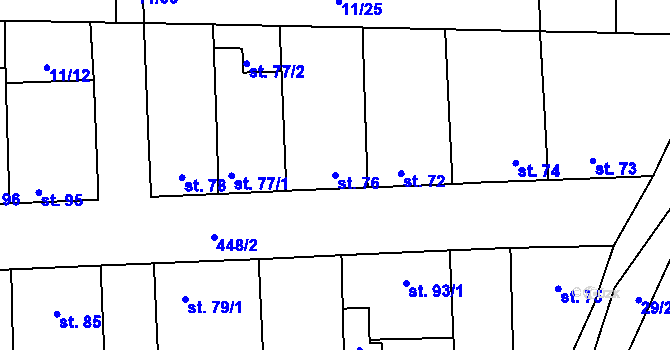 Parcela st. 76 v KÚ Třebusice, Katastrální mapa