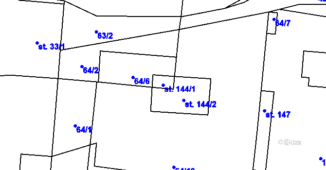 Parcela st. 144/1 v KÚ Třebusice, Katastrální mapa