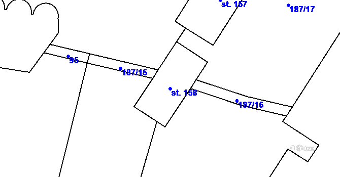 Parcela st. 158 v KÚ Třebusice, Katastrální mapa