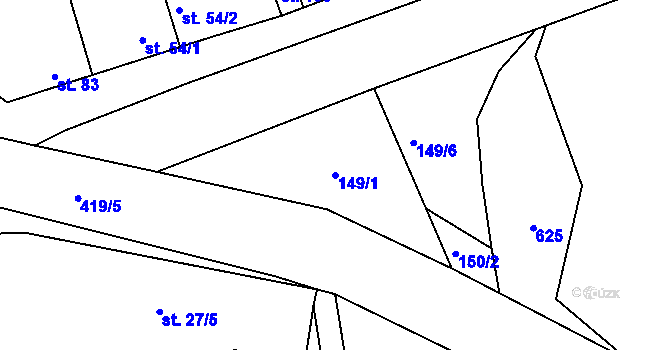 Parcela st. 149/1 v KÚ Třebusice, Katastrální mapa