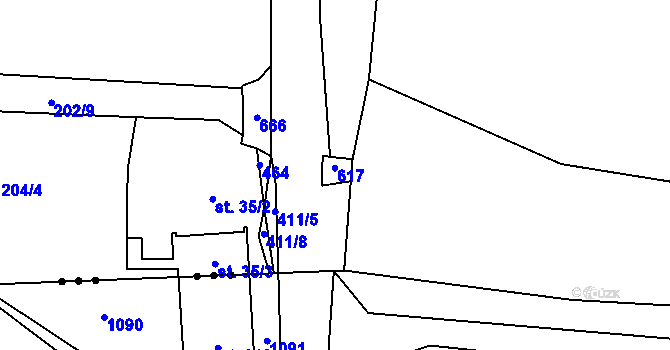 Parcela st. 460/3 v KÚ Třebusice, Katastrální mapa