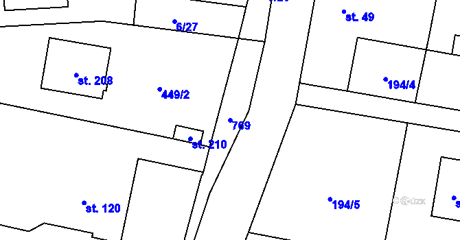 Parcela st. 769 v KÚ Třebusice, Katastrální mapa