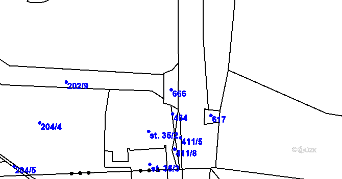 Parcela st. 666 v KÚ Třebusice, Katastrální mapa