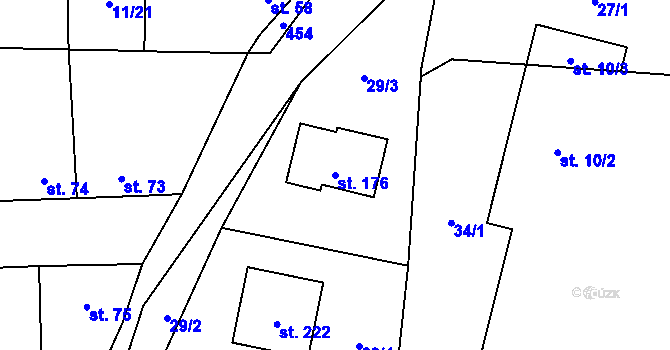 Parcela st. 176 v KÚ Třebusice, Katastrální mapa