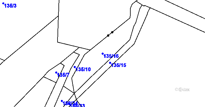Parcela st. 135/16 v KÚ Třebušice, Katastrální mapa