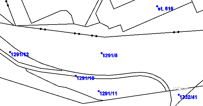 Parcela st. 1291/8 v KÚ Třebušice, Katastrální mapa