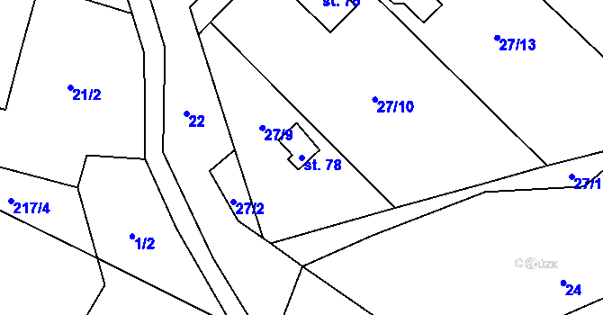 Parcela st. 78 v KÚ Dolní Týnec, Katastrální mapa