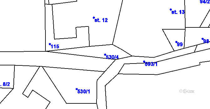Parcela st. 530/4 v KÚ Dolní Týnec, Katastrální mapa