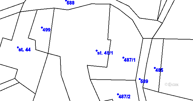 Parcela st. 45/1 v KÚ Dolní Týnec, Katastrální mapa