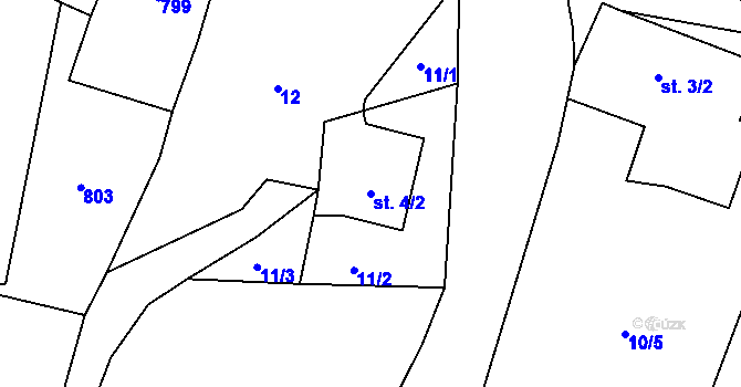 Parcela st. 4/2 v KÚ Horní Týnec, Katastrální mapa