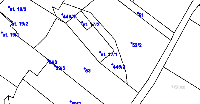 Parcela st. 17/1 v KÚ Kotelice, Katastrální mapa
