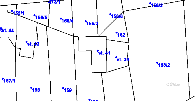 Parcela st. 41 v KÚ Kotelice, Katastrální mapa