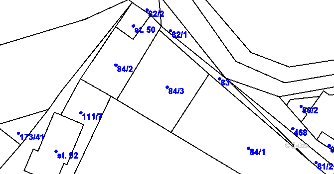 Parcela st. 84/3 v KÚ Kotelice, Katastrální mapa