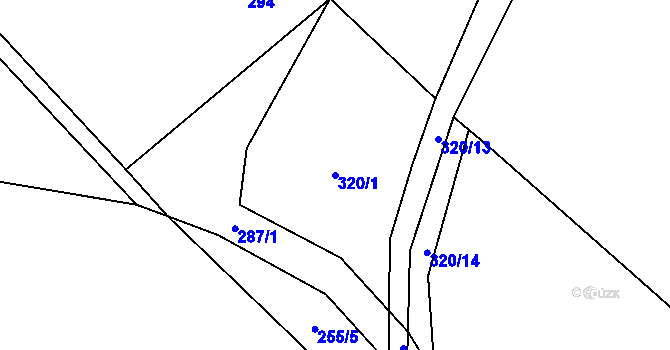 Parcela st. 320/1 v KÚ Kotelice, Katastrální mapa