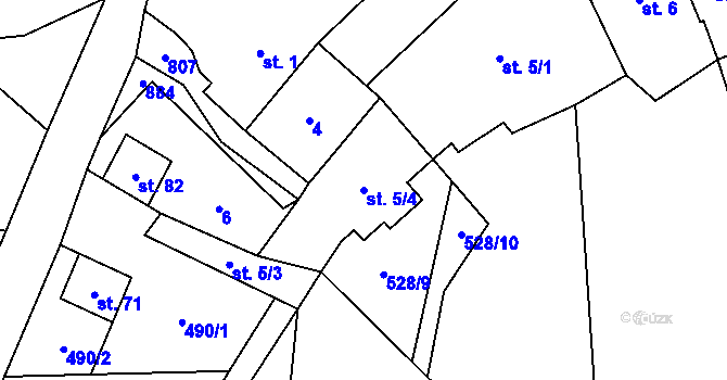 Parcela st. 5/4 v KÚ Řepčice, Katastrální mapa