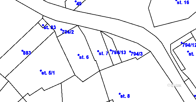 Parcela st. 7 v KÚ Řepčice, Katastrální mapa