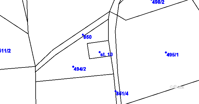 Parcela st. 10 v KÚ Řepčice, Katastrální mapa