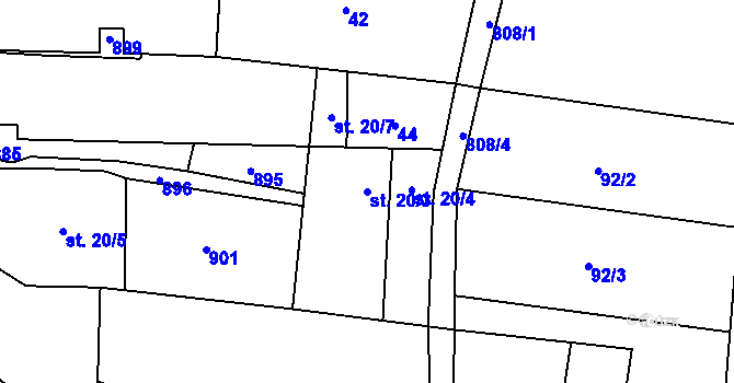 Parcela st. 20/3 v KÚ Řepčice, Katastrální mapa