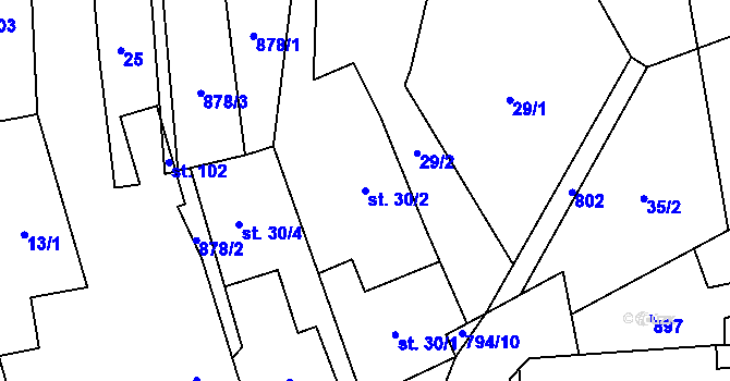 Parcela st. 30/2 v KÚ Řepčice, Katastrální mapa