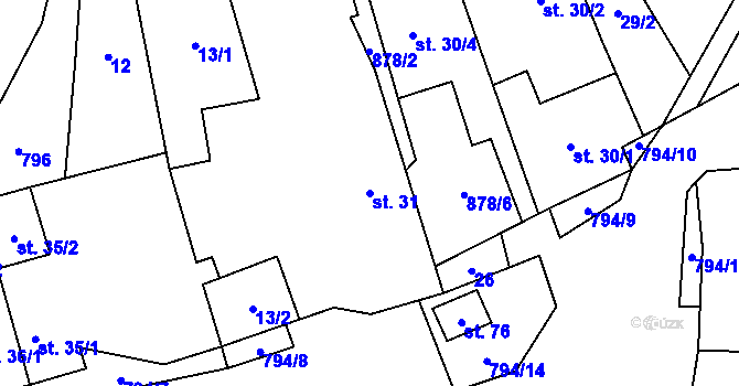 Parcela st. 31 v KÚ Řepčice, Katastrální mapa