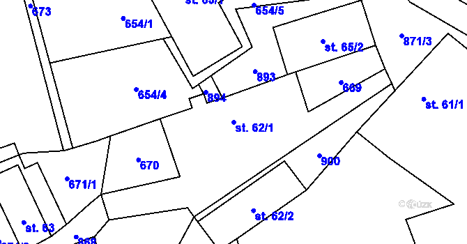 Parcela st. 62/1 v KÚ Řepčice, Katastrální mapa