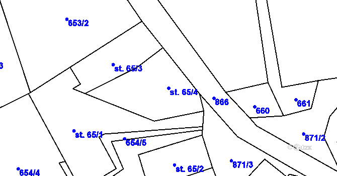 Parcela st. 65/4 v KÚ Řepčice, Katastrální mapa