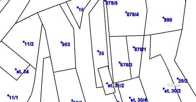 Parcela st. 25 v KÚ Řepčice, Katastrální mapa