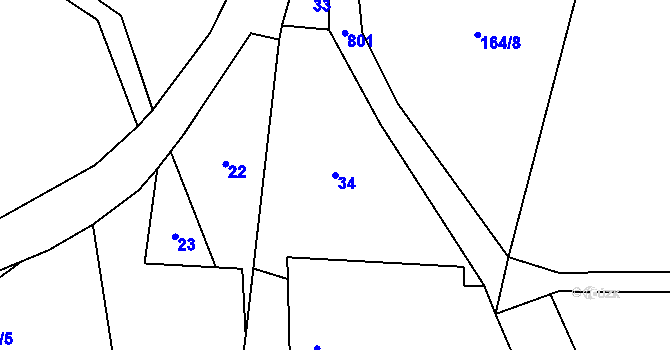 Parcela st. 34 v KÚ Řepčice, Katastrální mapa