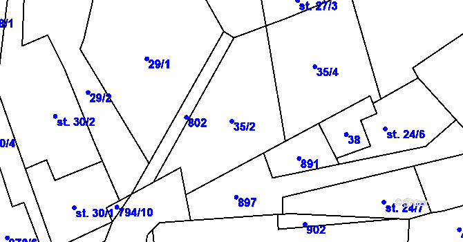 Parcela st. 35/2 v KÚ Řepčice, Katastrální mapa