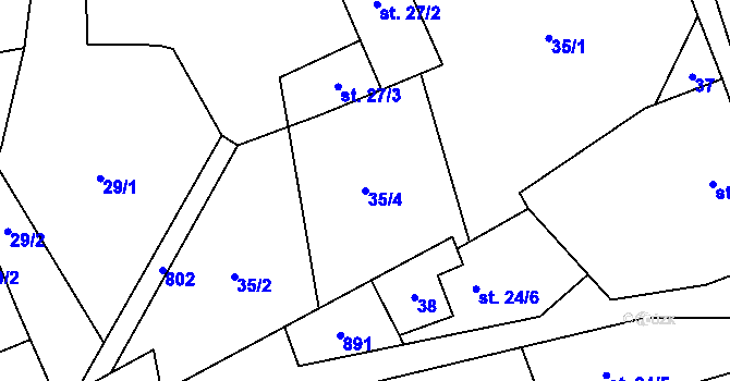 Parcela st. 35/4 v KÚ Řepčice, Katastrální mapa