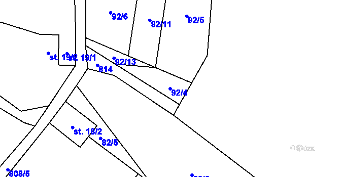 Parcela st. 92/4 v KÚ Řepčice, Katastrální mapa